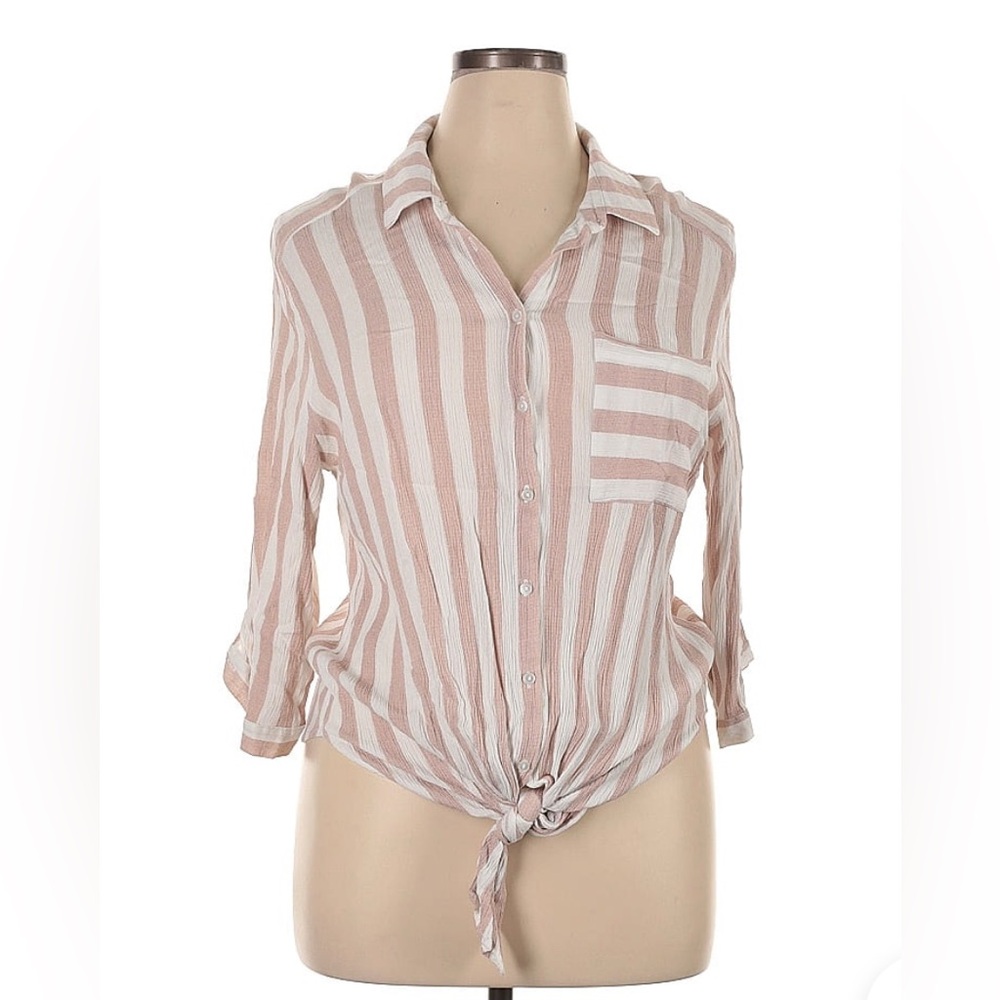 Vixbe Striped Button-Up Women's Top